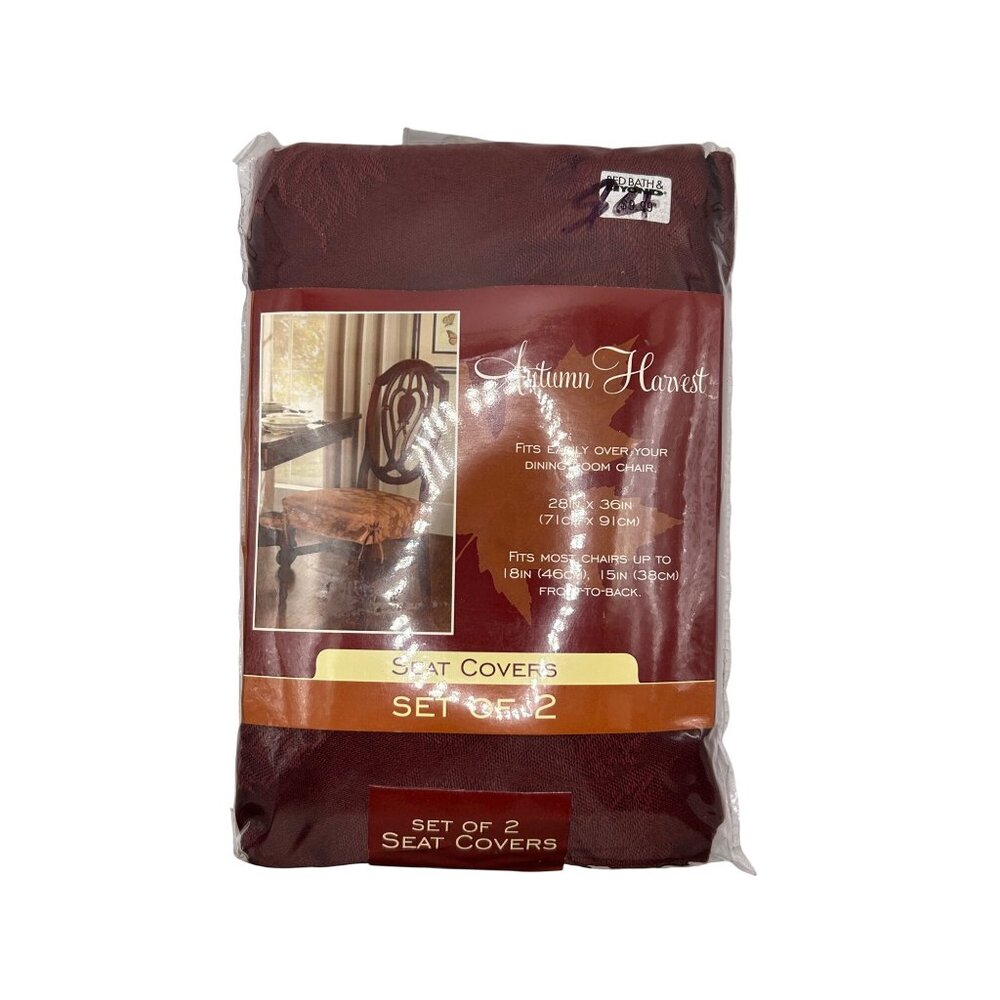 Autumn Harvest Dining Room Chair Seat Covers Set Of 2 28"x36" Wine Polyester/Cot